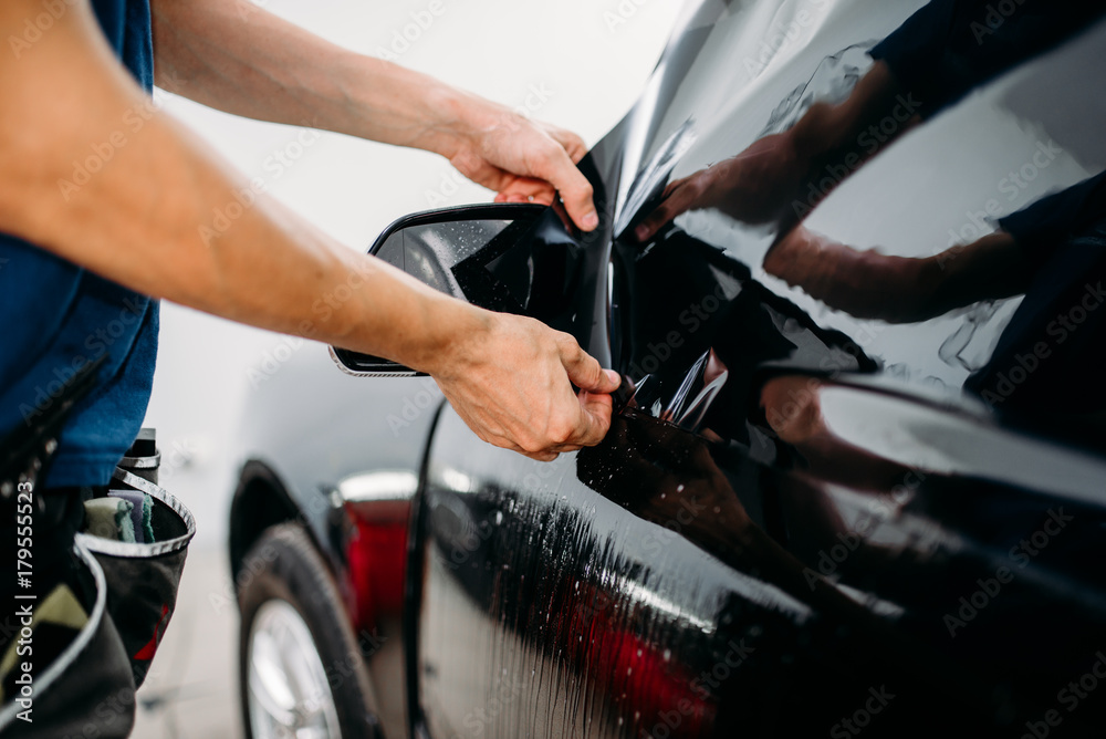 Car left side view with professionally fitted window tint